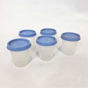 Tupperware Small Containers with Blue Lids Vintage Lot Of 5